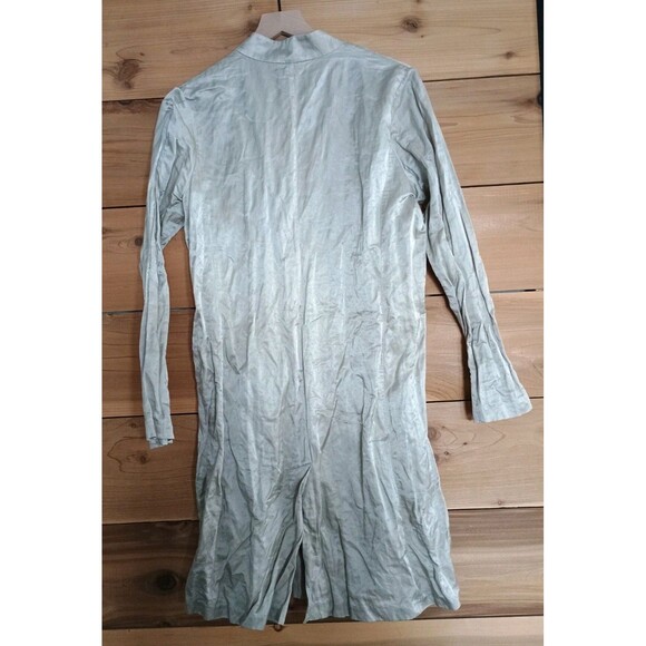 Eileen Fisher Metallic Crinkle Jacket Duster Cardigan Beige Lagenlook Sz Medium - Picture 2 of 6